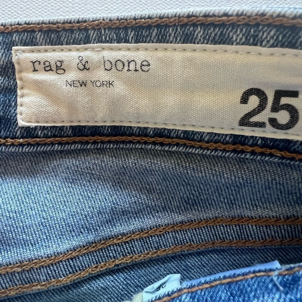 Rag & Bone Women’s Mid Rise Ankle Skinny Stretch Blue Jeans Size 25 (26x25) (D3) - Picture 7 of 11